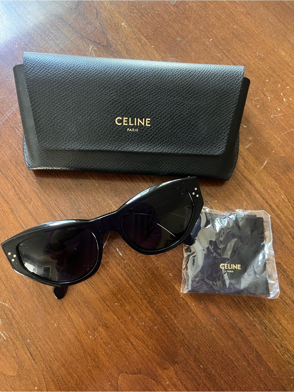 Celine Triomphe Black Sunglasses with Branded Case